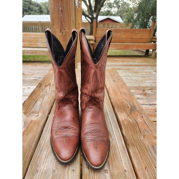 Laredo Brown Western Cowboy Snip Toe Boots Women's Size 8D - Picture 2 of 7